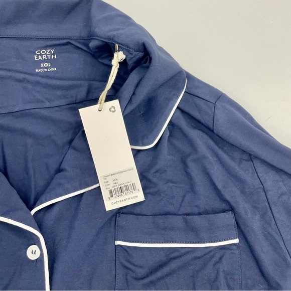 NWT COZY EARTH Navy Long Sleeve Bamboo Pajama Top Button Down Sleep Shirt‎ XXXL - Picture 8 of 14